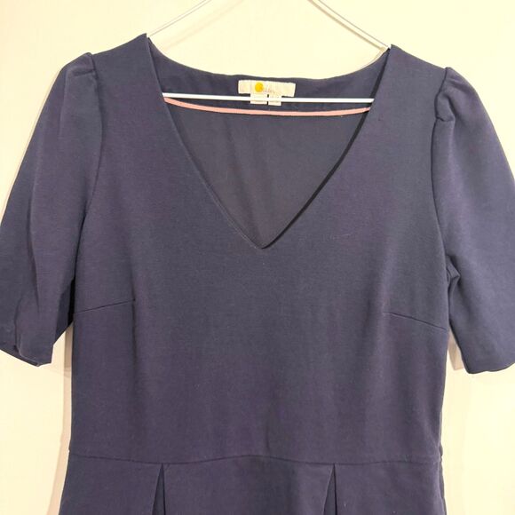 Boden Puff Shoulder Jersey Dress - Navy 8L - Picture 6 of 9